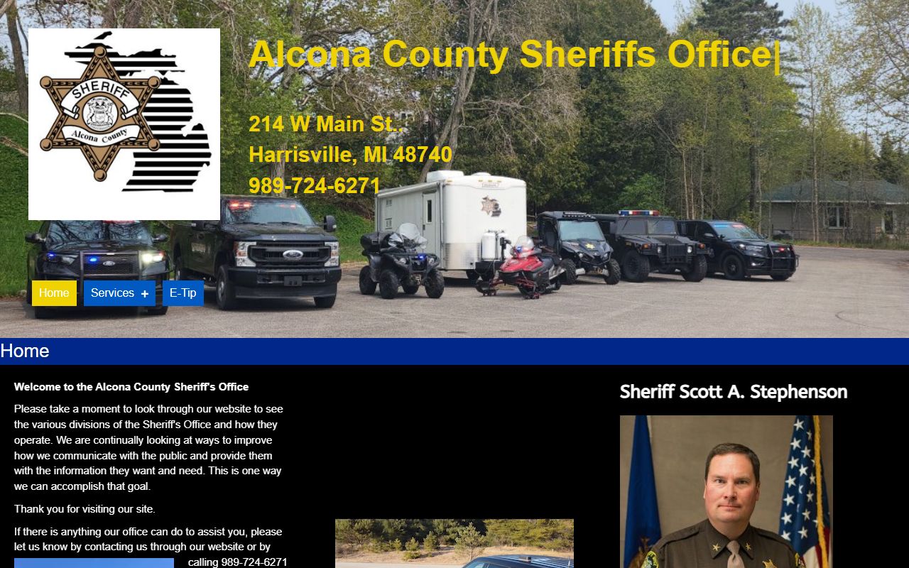 Alcona County Sheriff's Office website for police records