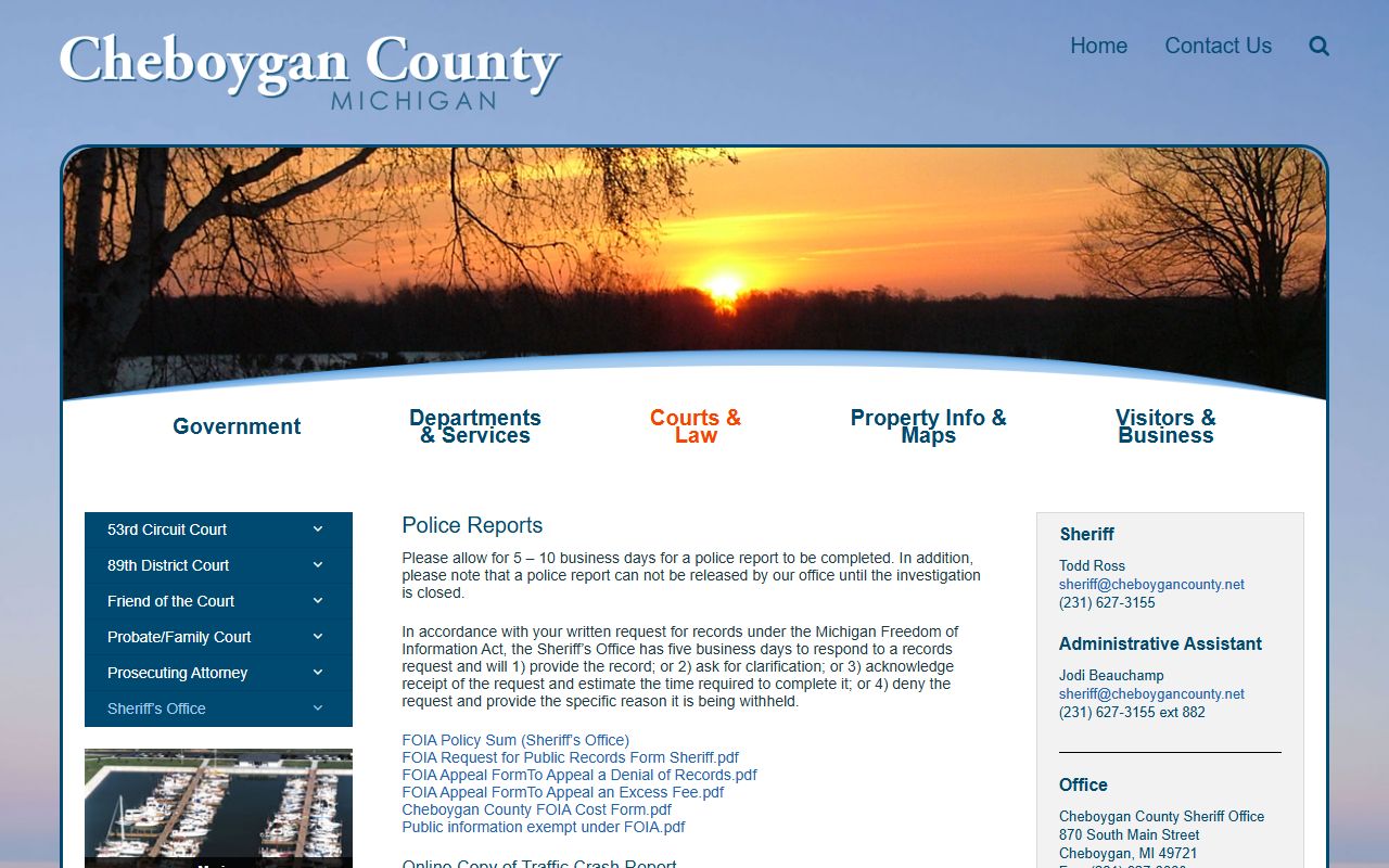 Cheboygan County FOIA page for submitting public records requests