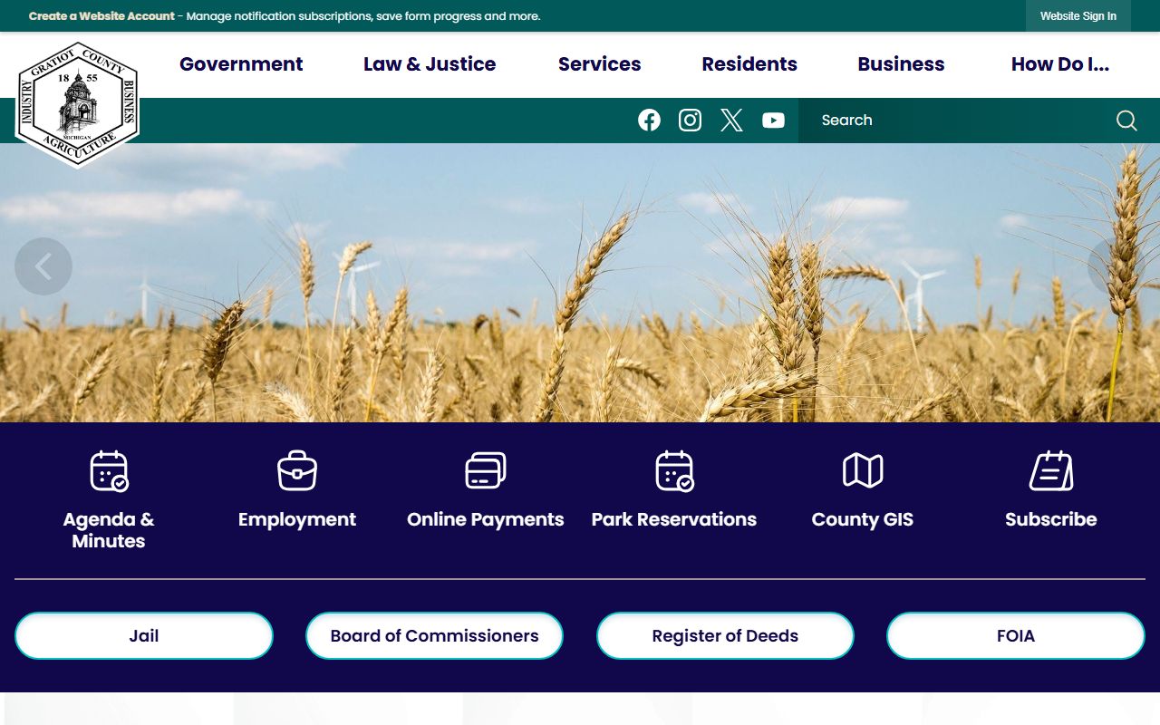 Gratiot County Sheriff's Office website for police records access