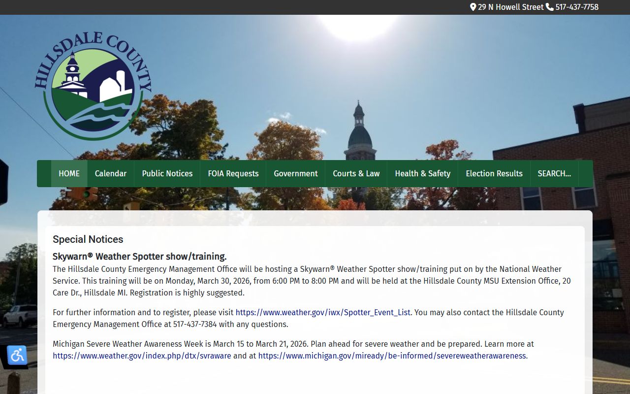 Hillsdale County FOIA online portal for requesting police records