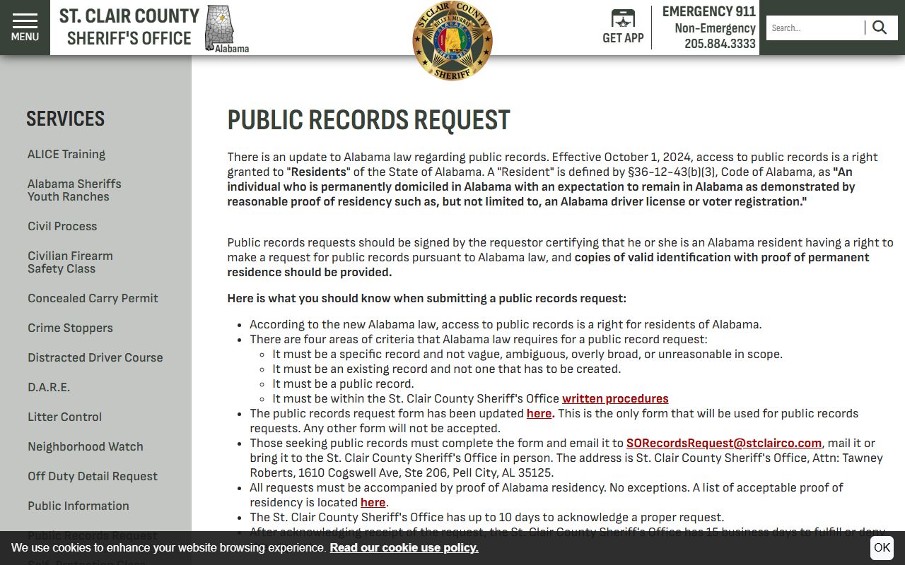 Huron County government website for police records and sheriff office contact