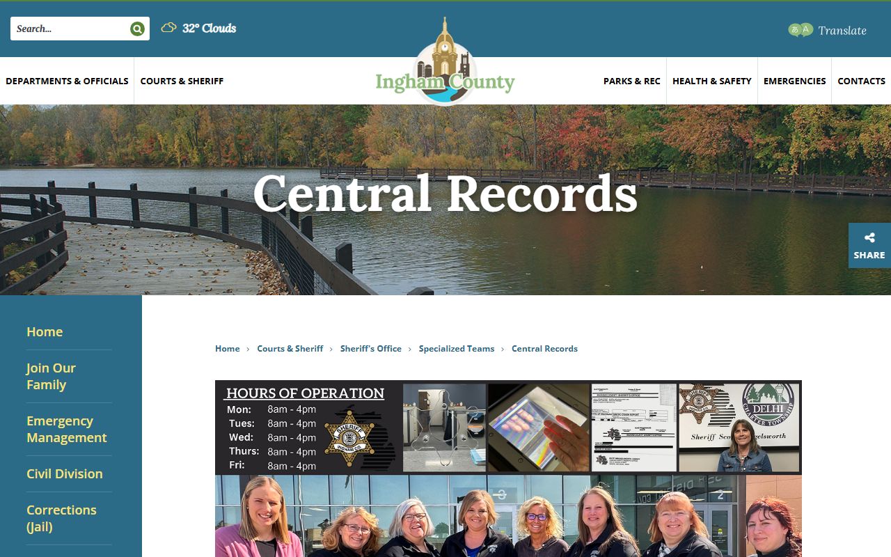 Ingham County government website for police records access in Mason Michigan