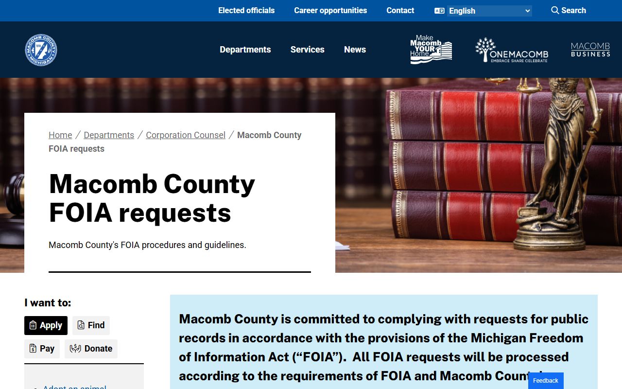 Macomb County FOIA portal for Clinton Township police records requests