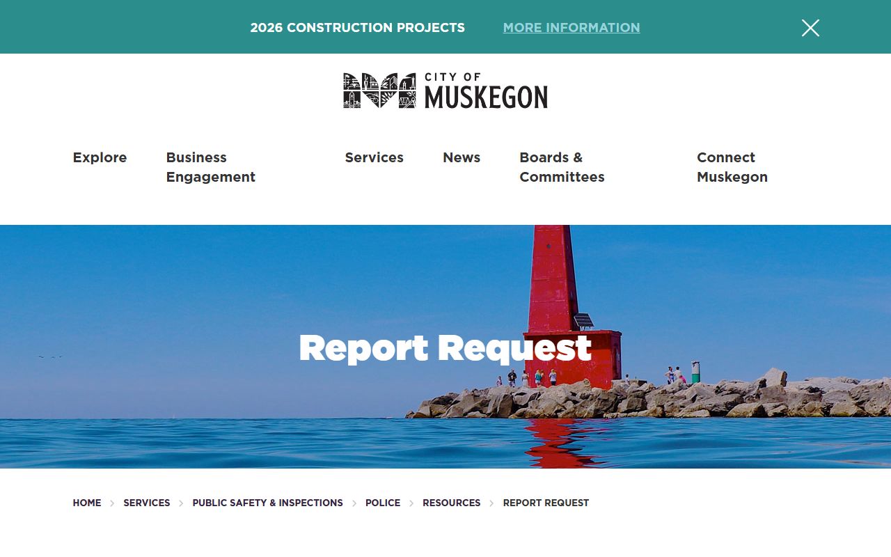 City of Muskegon Police Department report request page