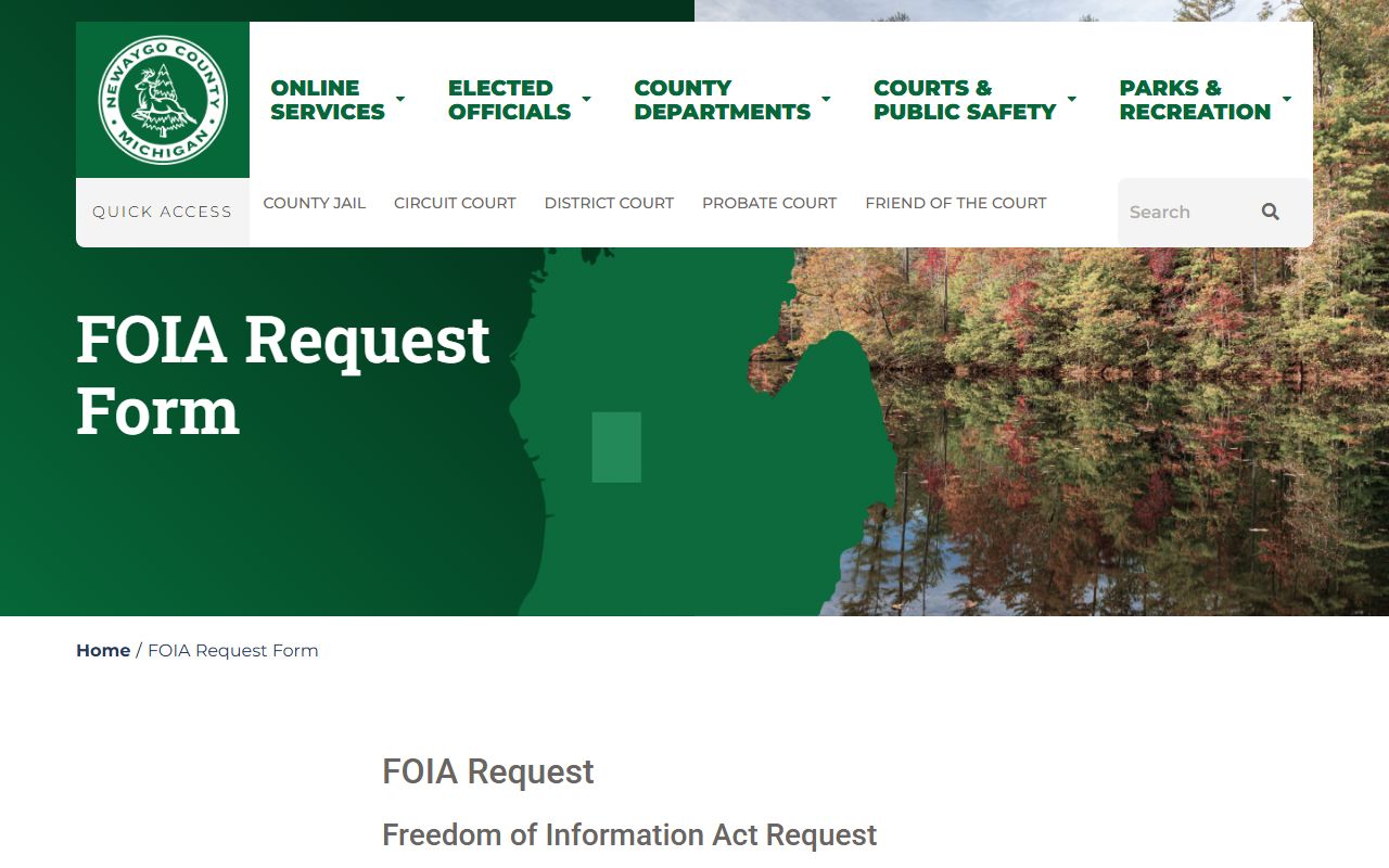 Newaygo County FOIA request form for police and public records