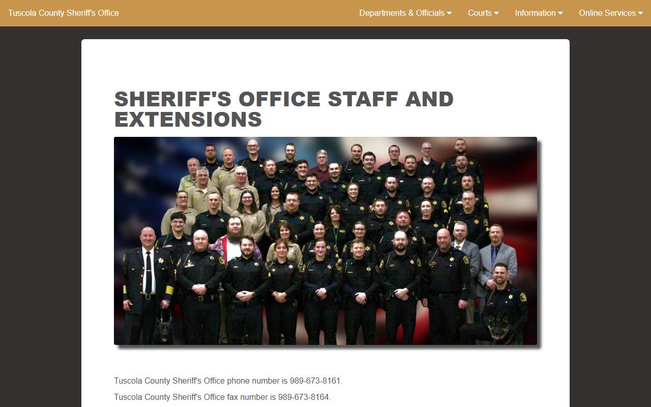 Tuscola County Sheriff lobby hours Monday through Friday 7am to 12pm and 1pm to 5pm