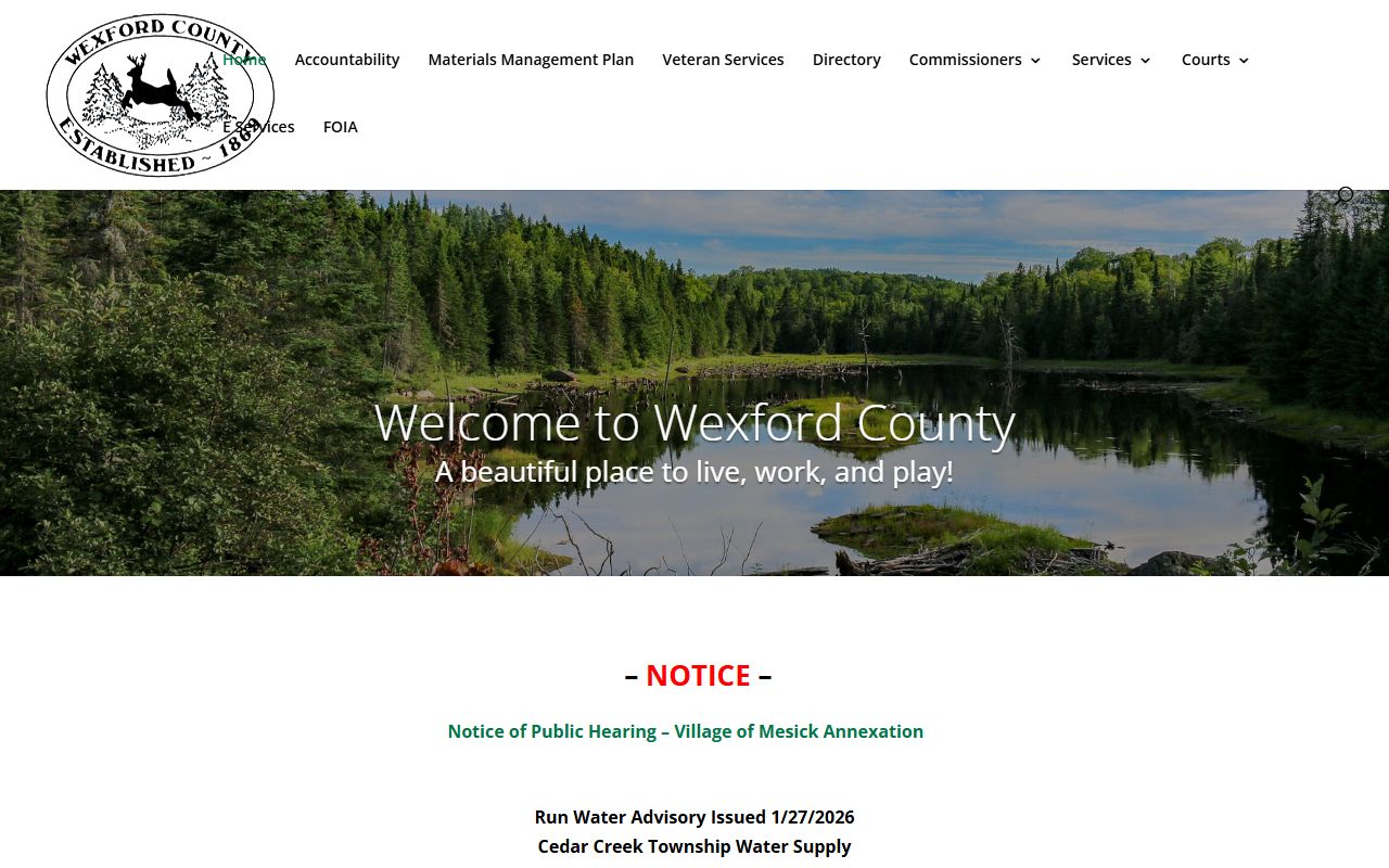Wexford County website and Michigan Courts Case Search for police and court records