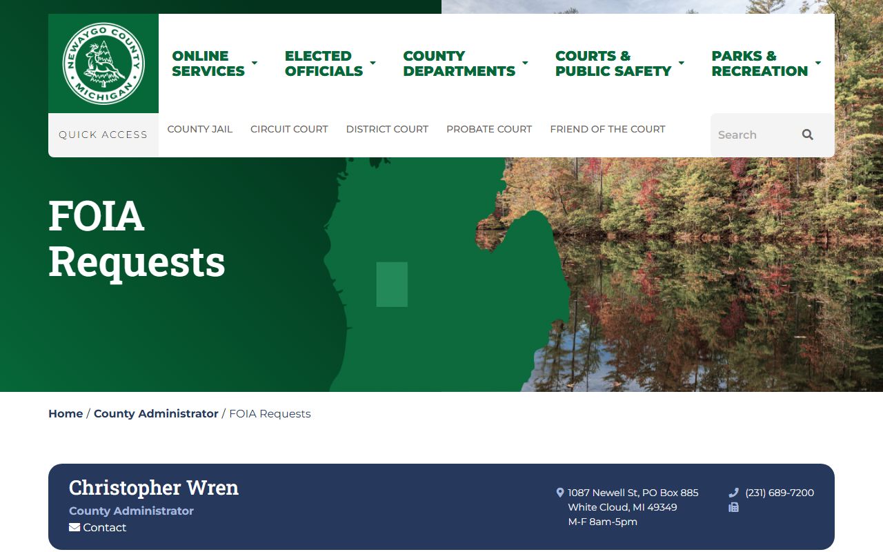 Michigan county FOIA request portal example