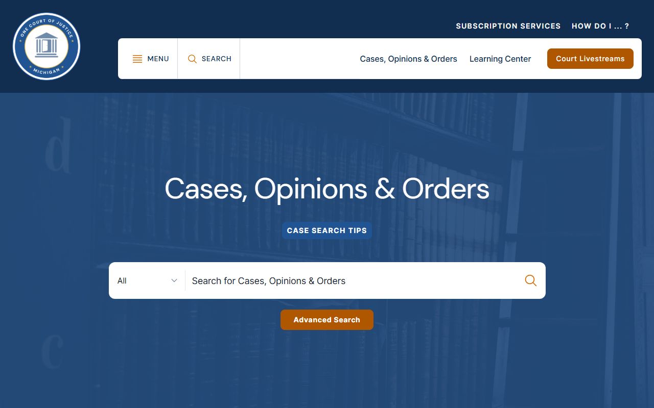 Michigan Courts Case Search portal for looking up criminal and civil court records